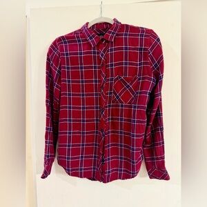 Rails Hunter plaid flannel ultra soft 100% Rayon, Merlot Navy Designer size sm